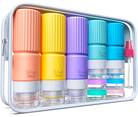 19 pack Travel Bottles for ToiletriesTSA Approved Silicone Travel Containers jar for ToiletriesLeak Proof 3oz Refillable Liqus Shampoo And Conditioner Travel Essentials toiletry (yellow)