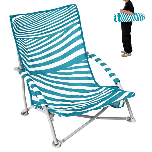 #WEJOY Low Beach Chairs for Adults Lightweight Beach Chair with Cup Holder Heavy Duty Portable Beach Chair for with Carry Bag for Outdoor Lawn Camp Trip Picnic Fishing